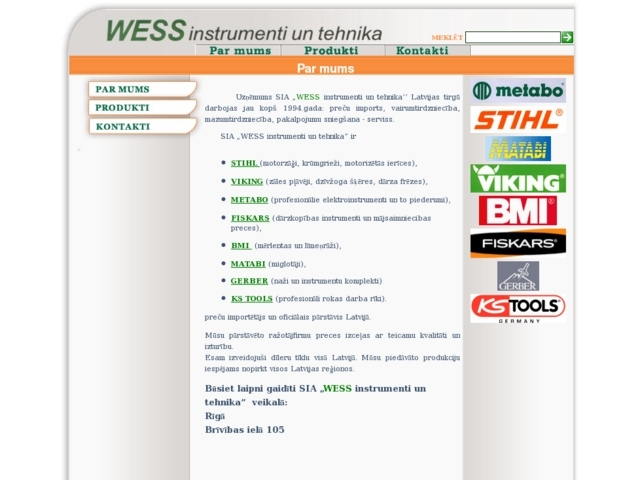 WESS instrumenti un tehnika, SIA